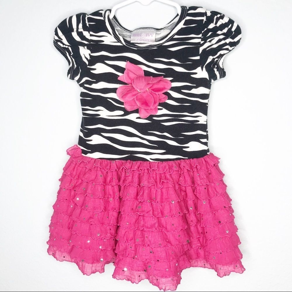 Iris & Ivy pink zebra print dress 12 month